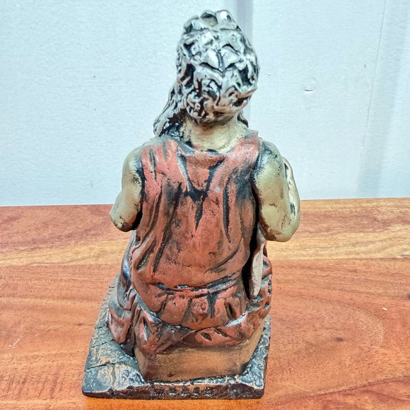 Moses Figurine Ten Commandments Crafted From Coal Metallic Detail Statue - Picture 2 of 8